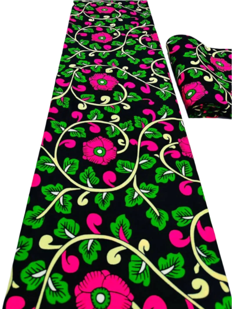 Green & Pink Ankara Fabric