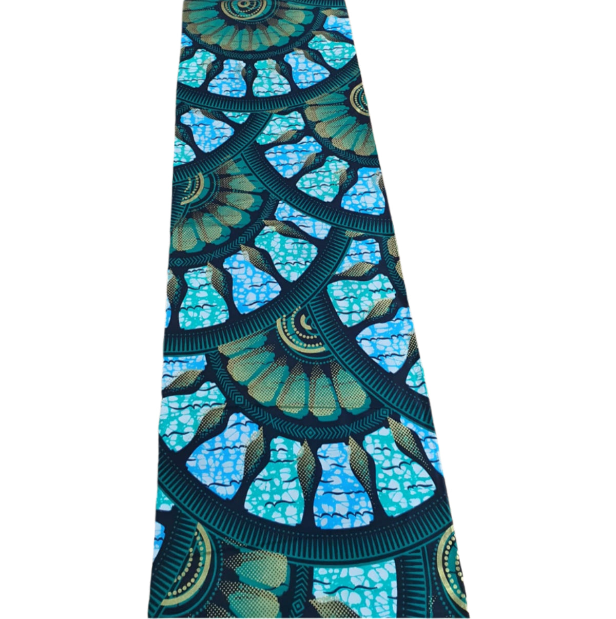 Dark Leaf-Green & Blue Embellished Ankara Fabric