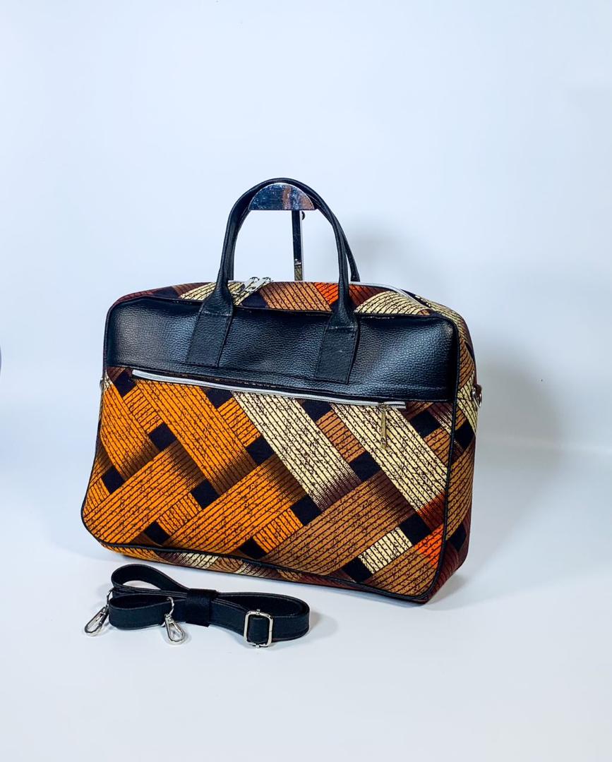 Orange & Black Ankara Laptop Bag
