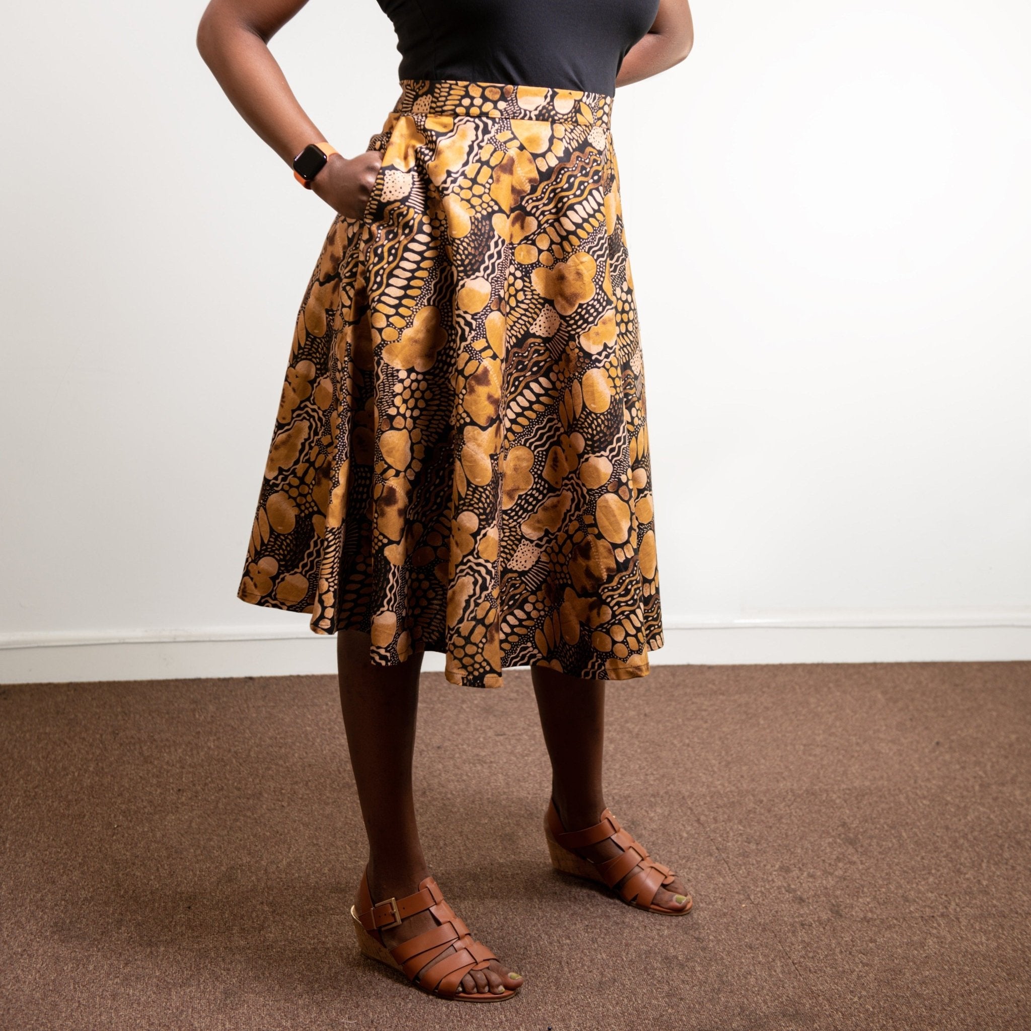 Black & Gold Flare Skirt - House of Prints