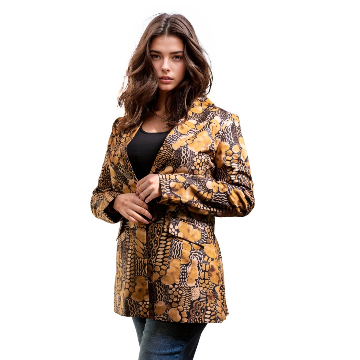 Black & Gold Ladies Blazer - House of Prints