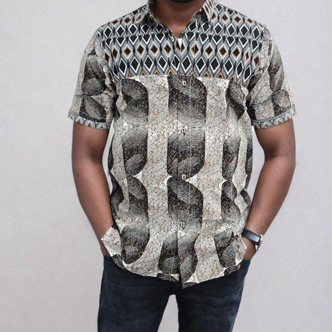 Black & Gold Short Sleeve Men's Shirt - House of Prints