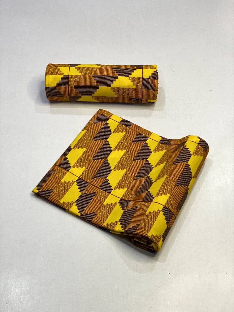 Brown & Yellow Tribal Pattern Ankara Fabric - House of Prints