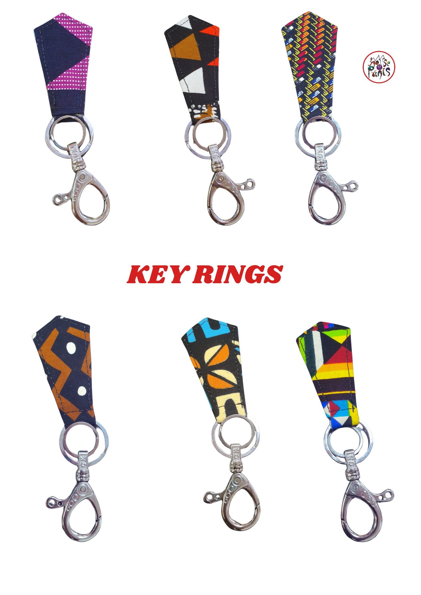 Colourful African Print Key Rings - House of Prints