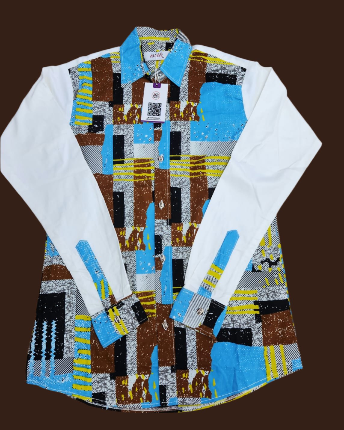 Cream & Blue Long Sleeve Men's Shirt - House of Prints
