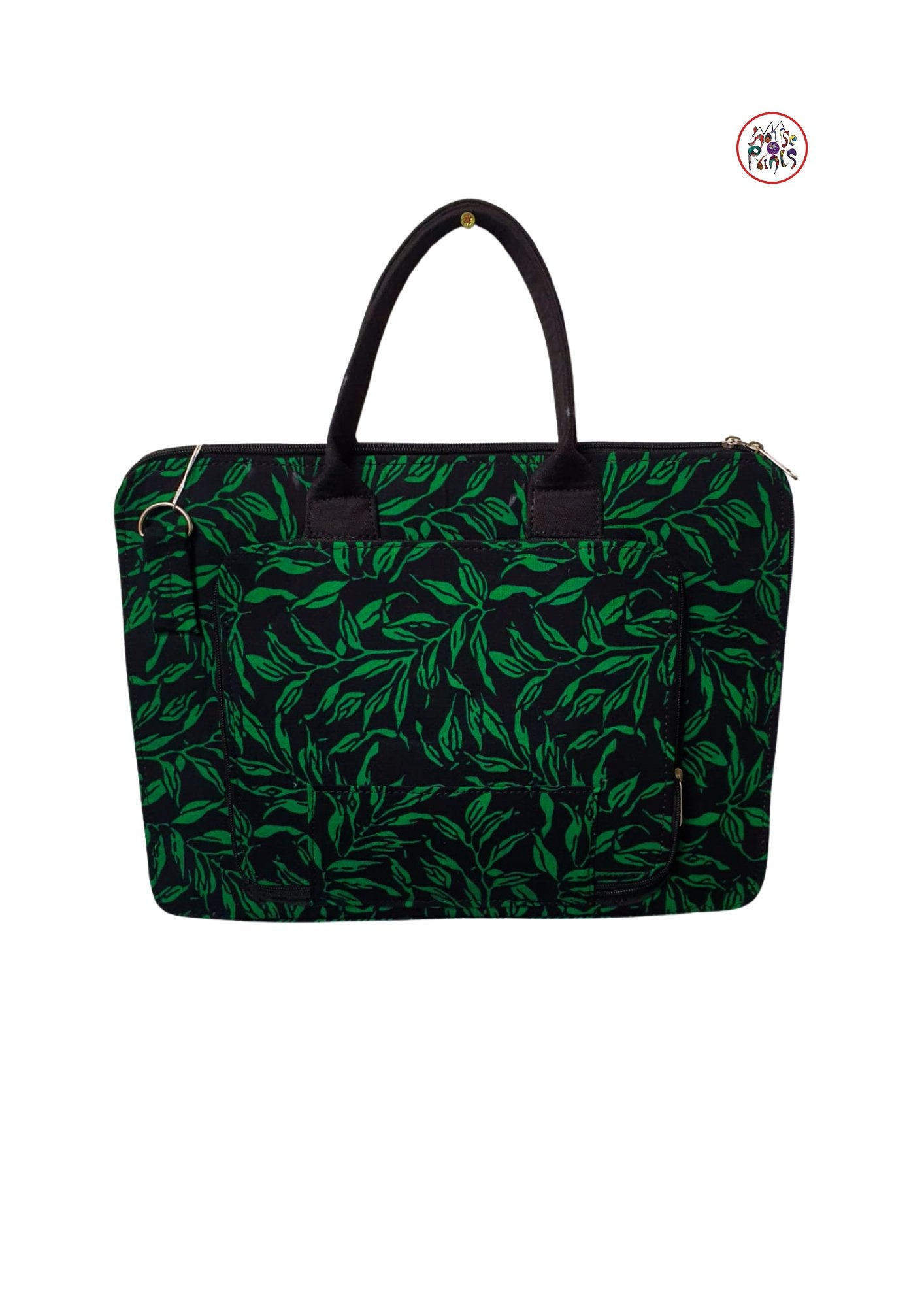 Deep Green Leaf Print Ankara Laptop Bag - House of Prints