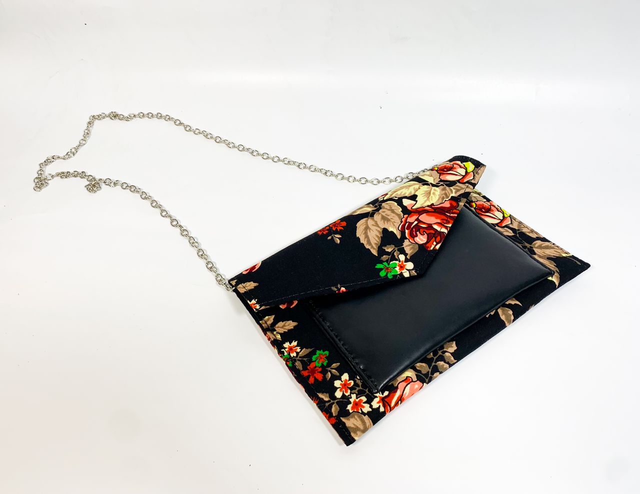 Flat Ankara Cross Body Bag (Leather Front) - House of Prints