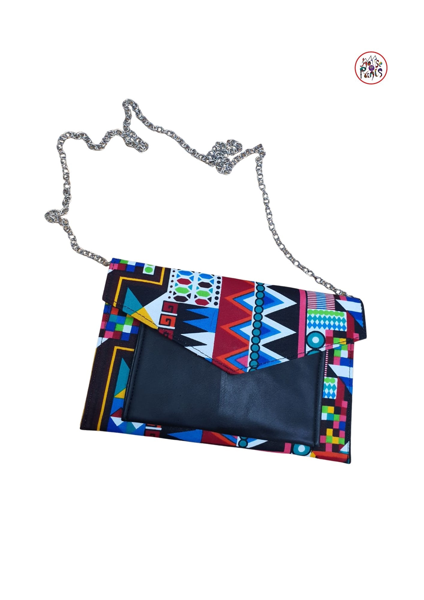 Flat Ankara Cross Body Bag (Leather Front) - House of Prints