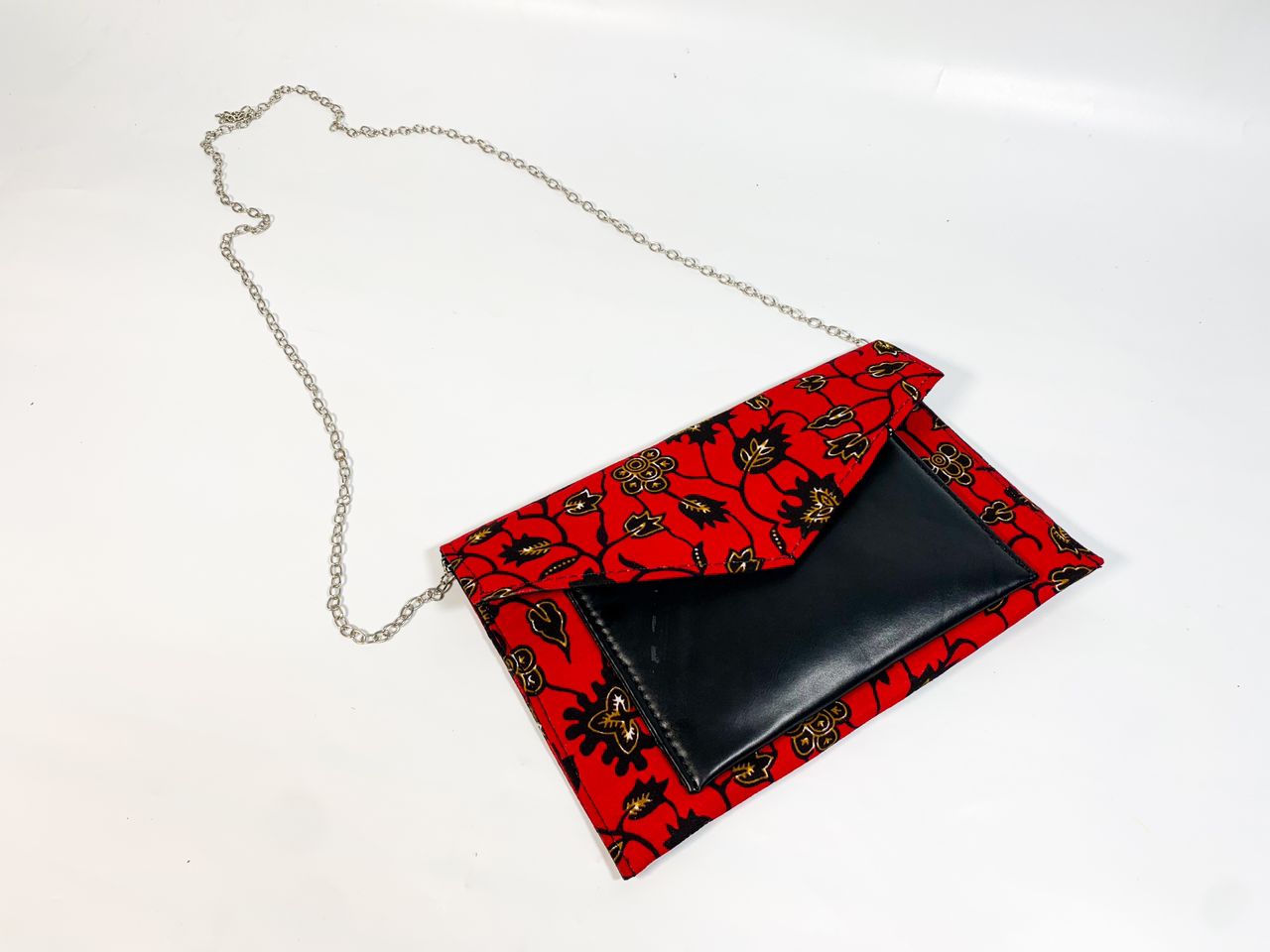 Flat Ankara Cross Body Bag (Leather Front) - House of Prints