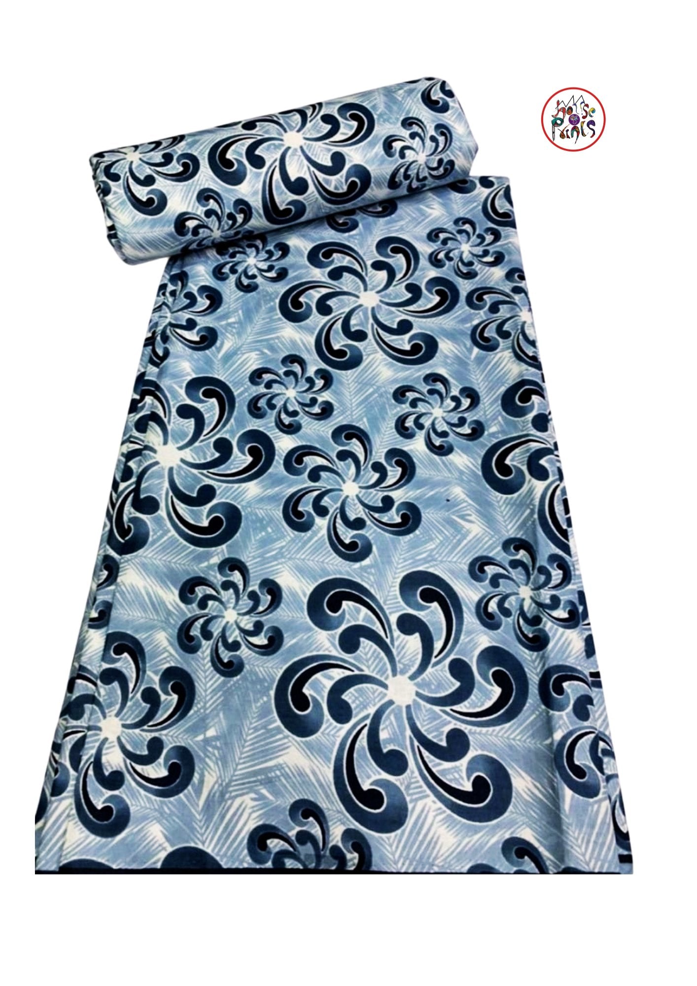 Grey & White Floral Ankara Fabric - House of Prints