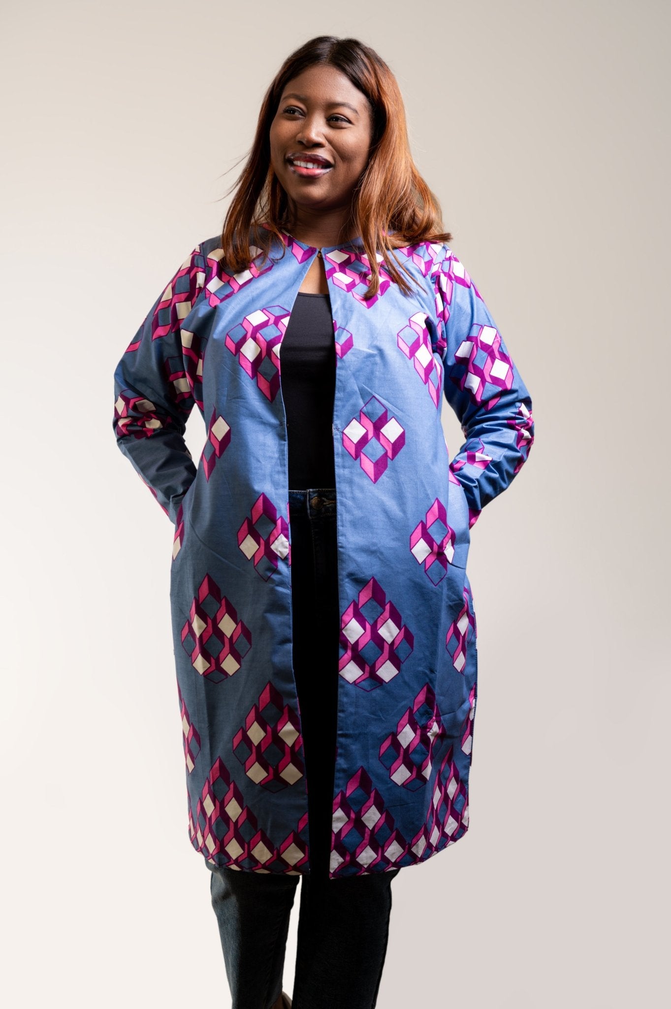 Lilac Ankara Kimono Jacket - House of Prints