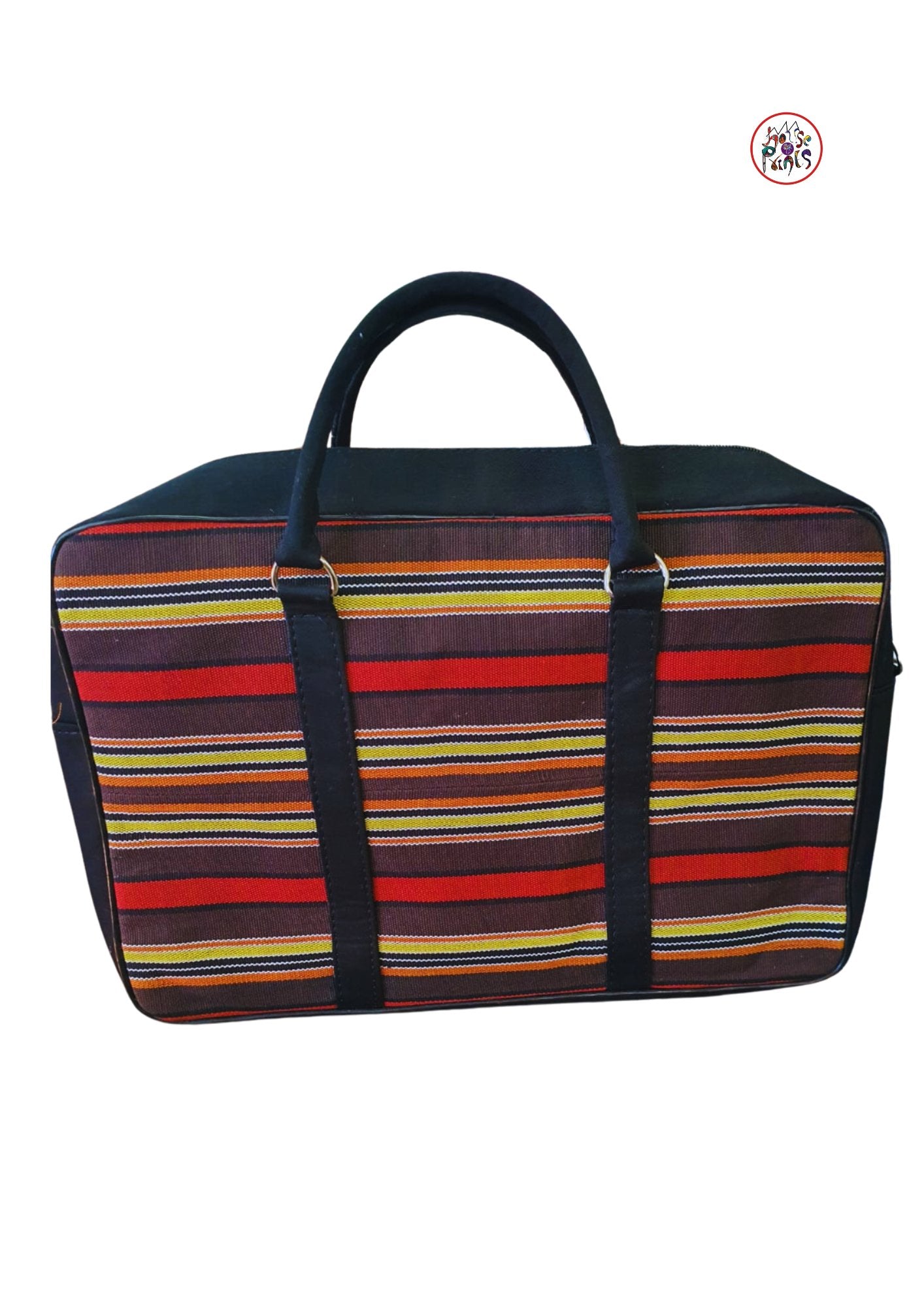 Multicolour Aso Oke Leather Laptop Bag - House of Prints