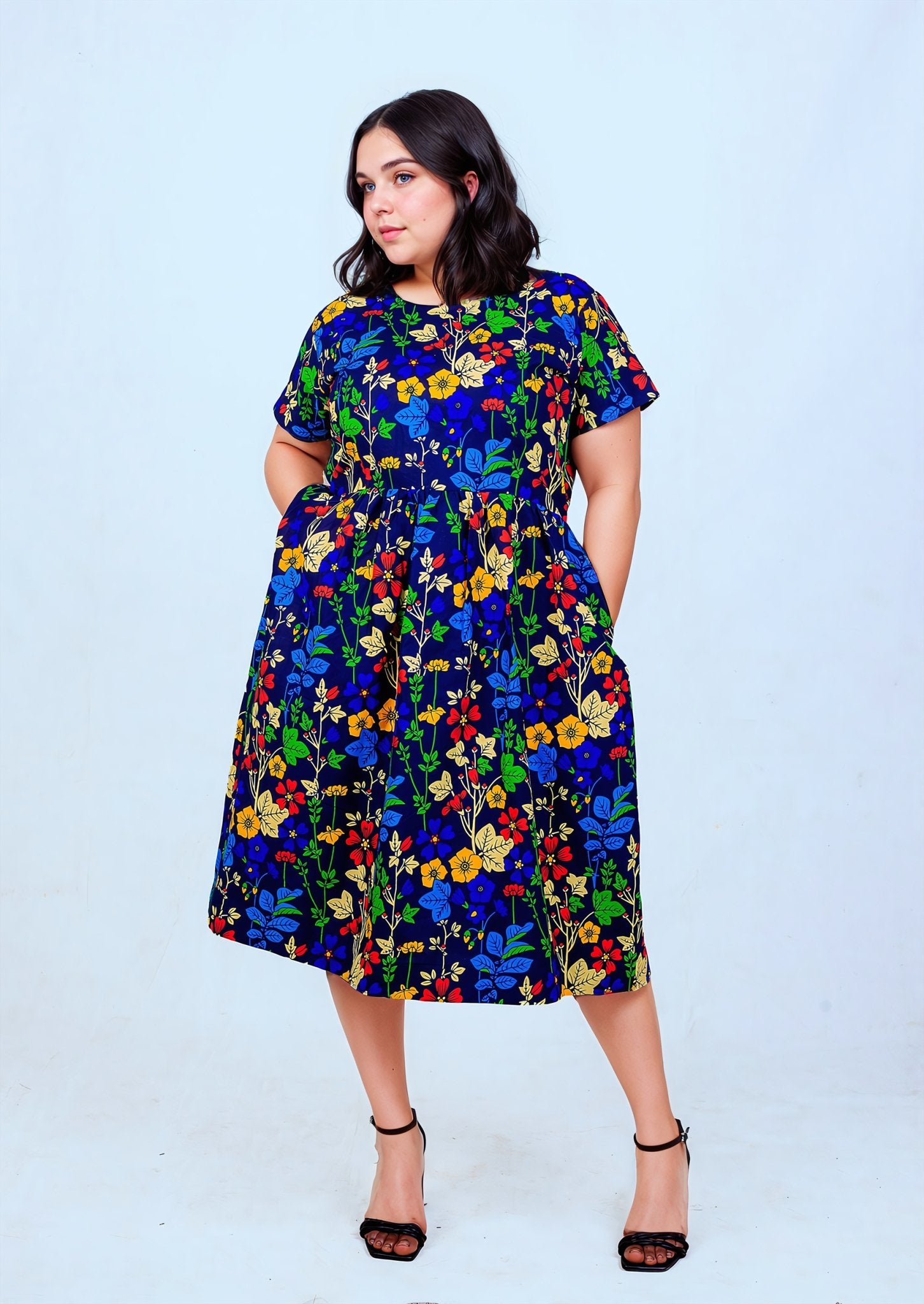 Multicolour Floral Pattern Ankara Dress - House of Prints