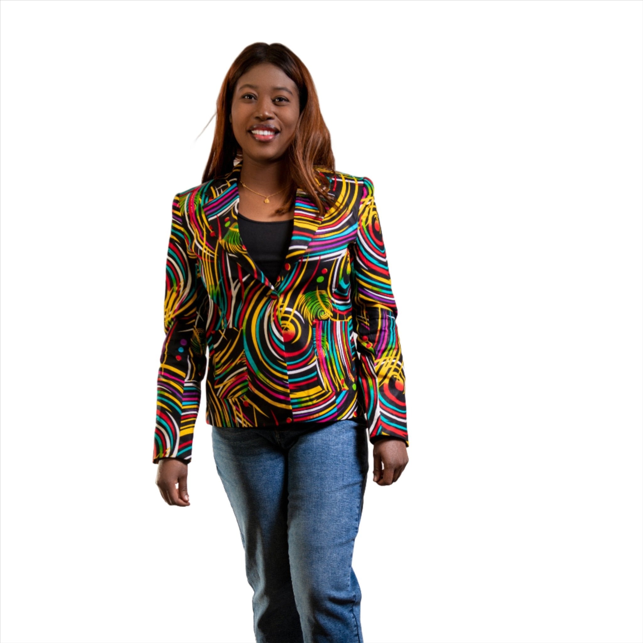 Multicolour Ladies African Print Blazer - House of Prints