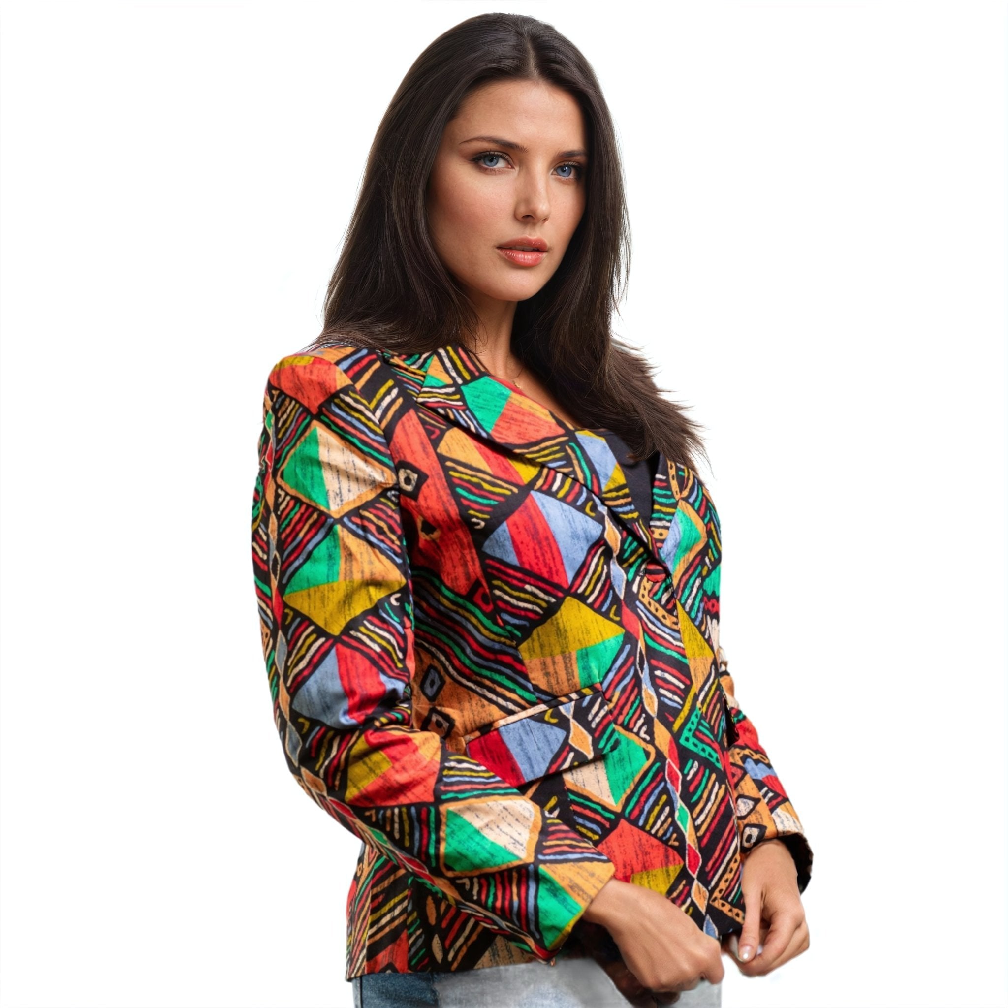 Multicolour Tribal Print Ankara Ladies Blazer - House of Prints