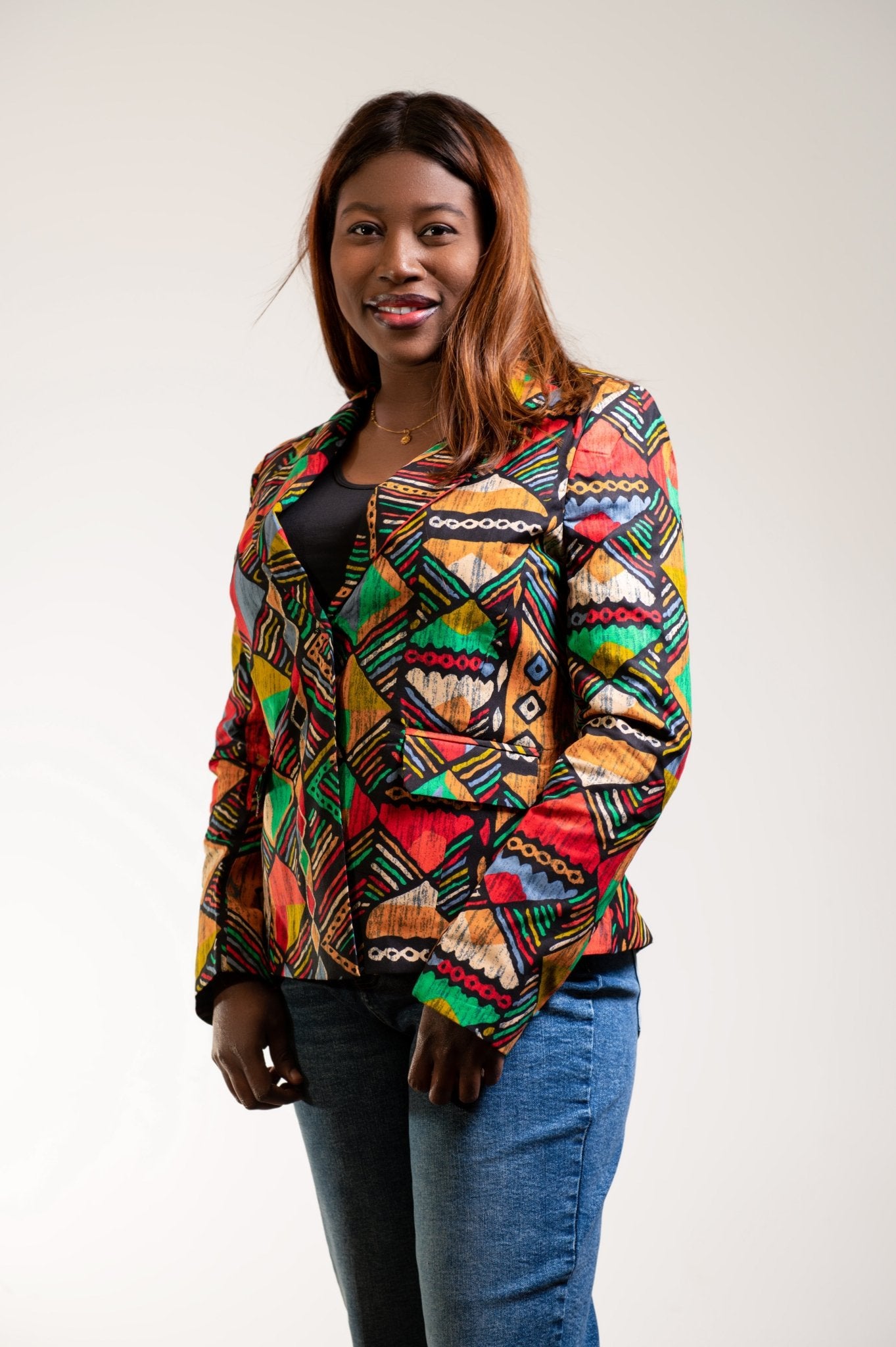 Multicolour Tribal Print Ankara Ladies Blazer - House of Prints