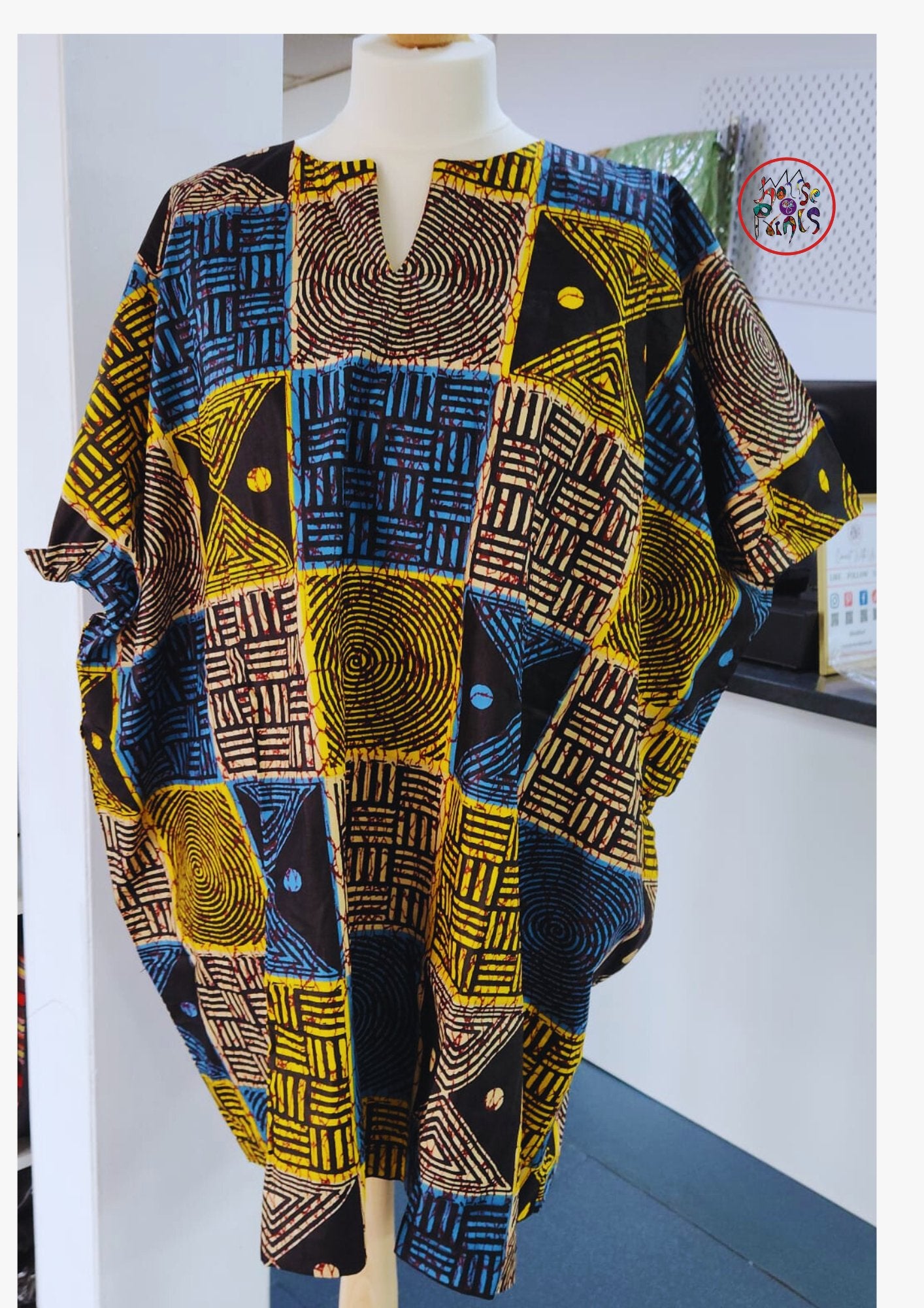 Plus Size Maxi BuBu Top - Adire Print - House of Prints