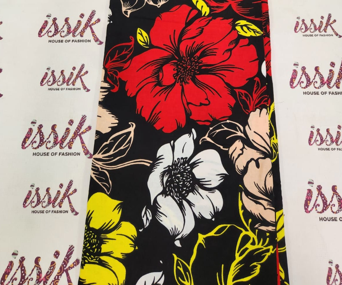 Black & Multicolour African Print Fabric - House of Prints