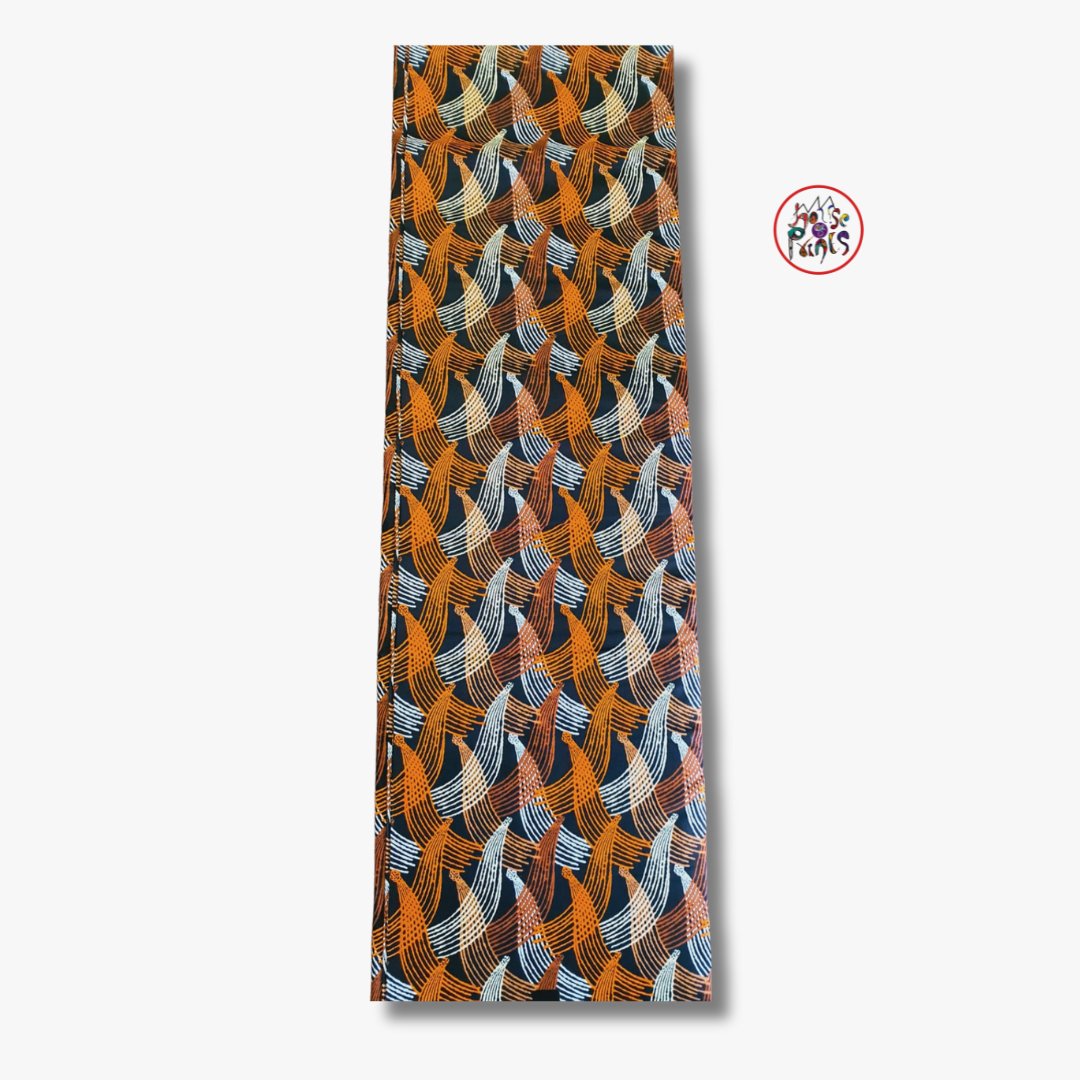 Black, Orange & White Ankara Fabric - House of Prints