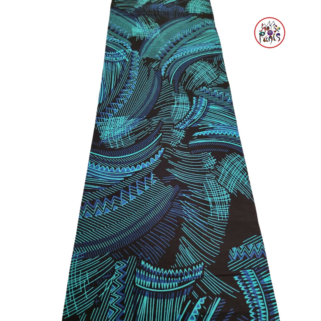 Black & Teal Green African Print Fabric - House of Prints
