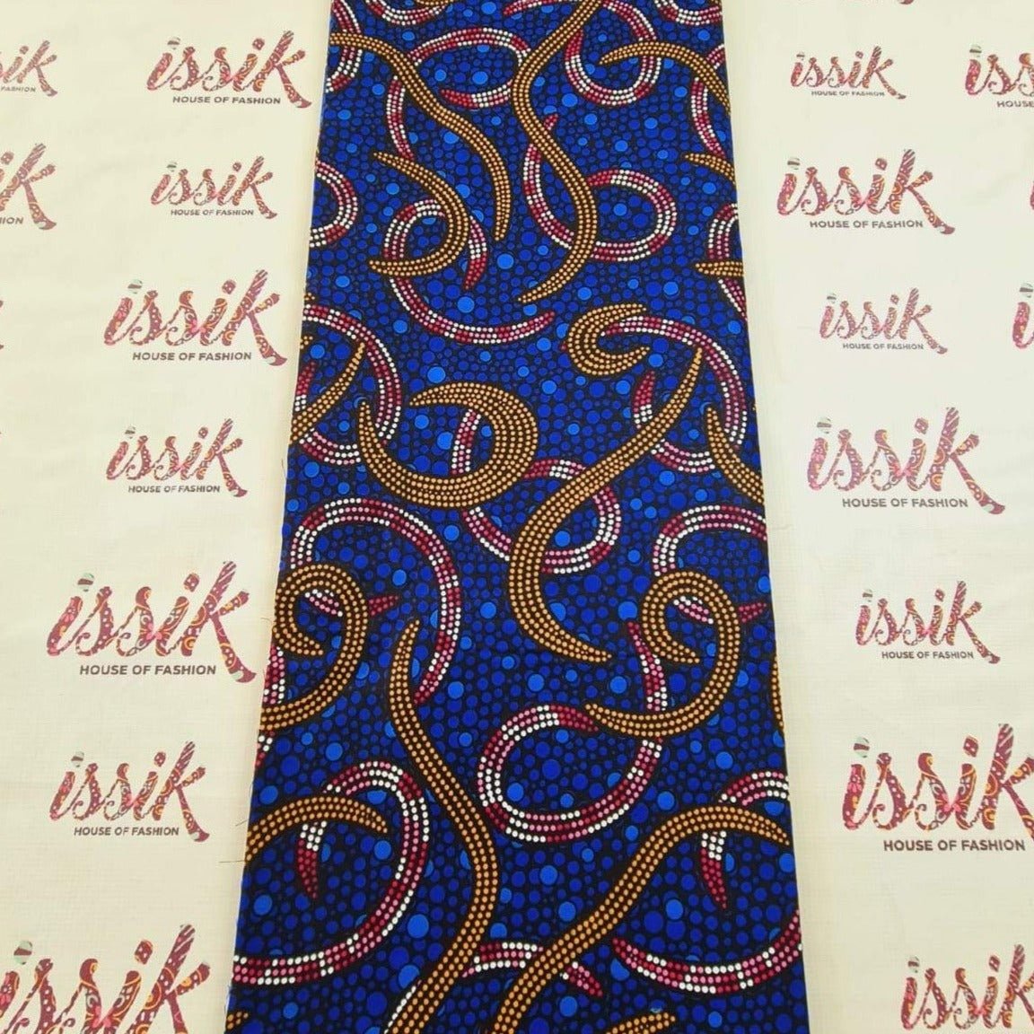 Blue and Brown Swirl Ankara Fabric - akpy40179 - House of Prints