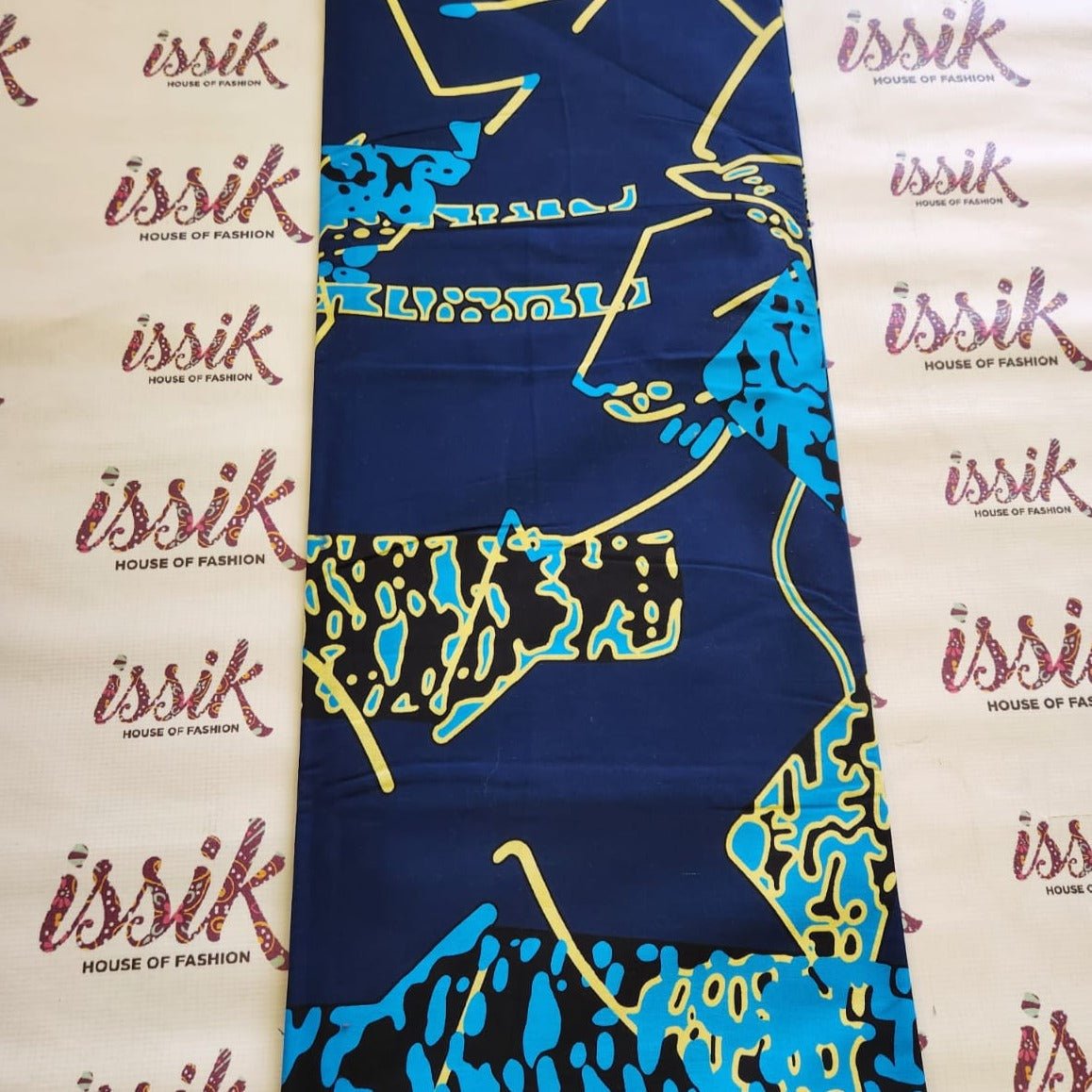 Blue & Gold African Print Fabric - House of Prints
