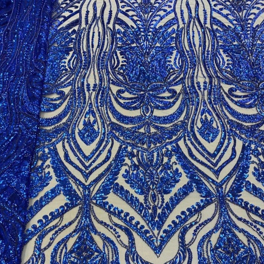 Blue Hand Beaded Lace - ial088 - House of Prints