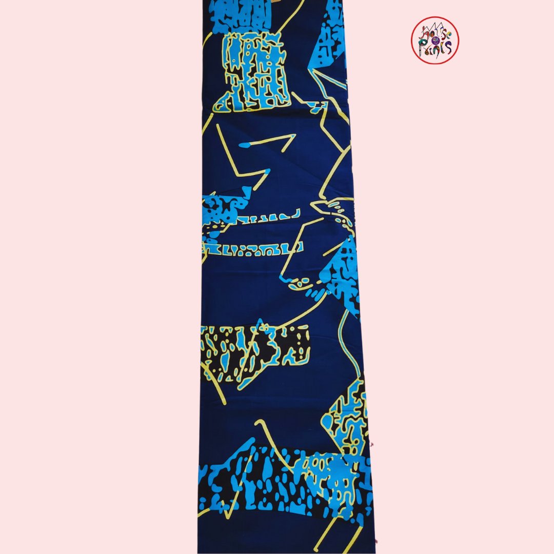 Blue & Mustard Yellow African Print Fabric - House of Prints