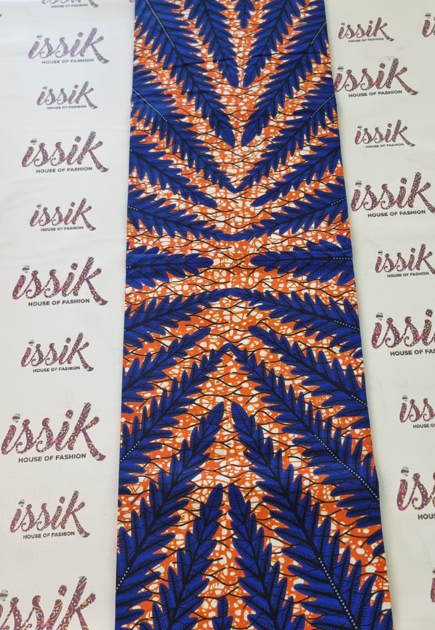 Blue & Orange African Print Fabric - House of Prints