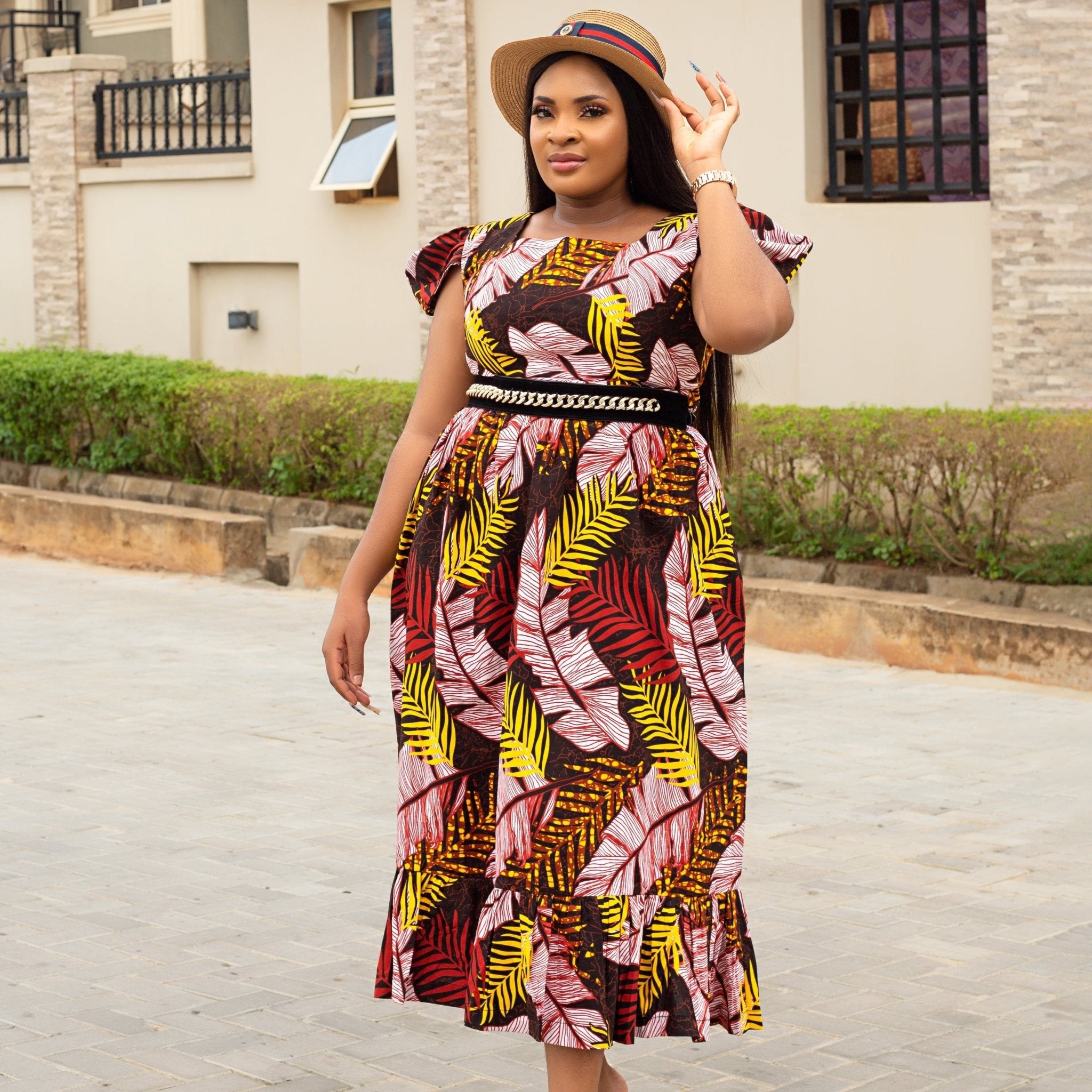 Brown African Print dress - lrtw082 - House of Prints