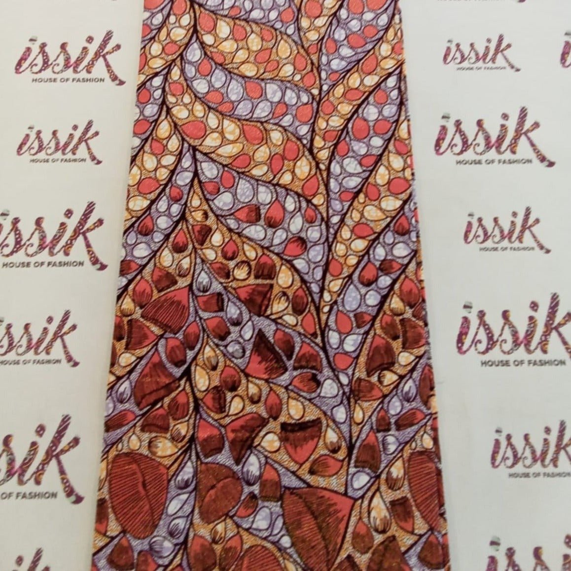 Brown and Lilac Embellished Gold African Print Fabric - House of Prints