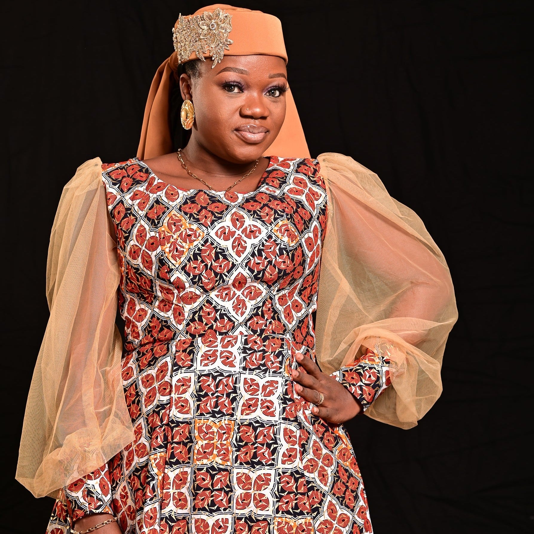 Brown & Gold Ankara Dress - House of Prints Brown & Gold Ankara Dress - House of Prints