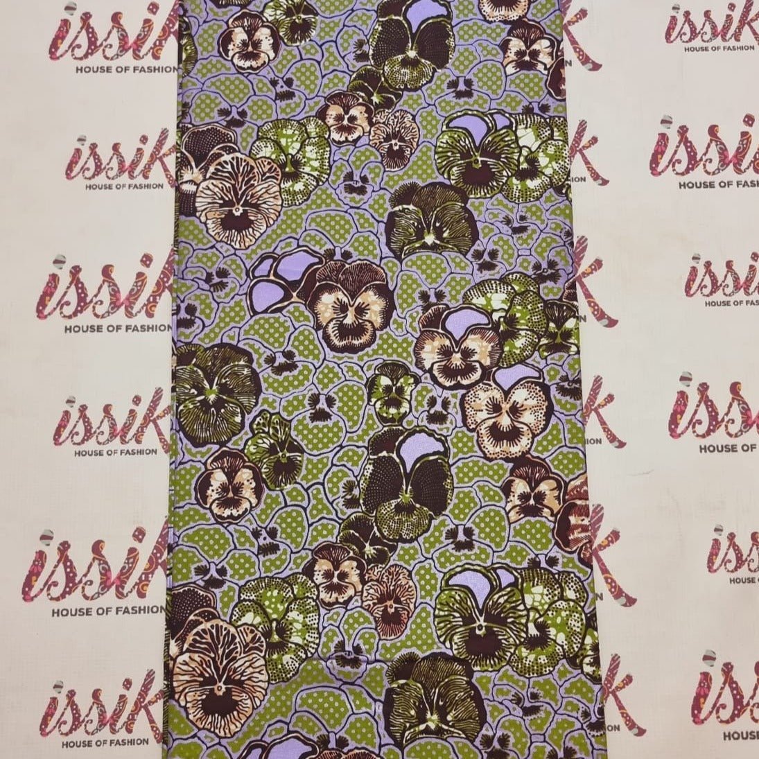 Brown & Green Embellished Gold African Print Fabric - akgld029 - House of Prints
