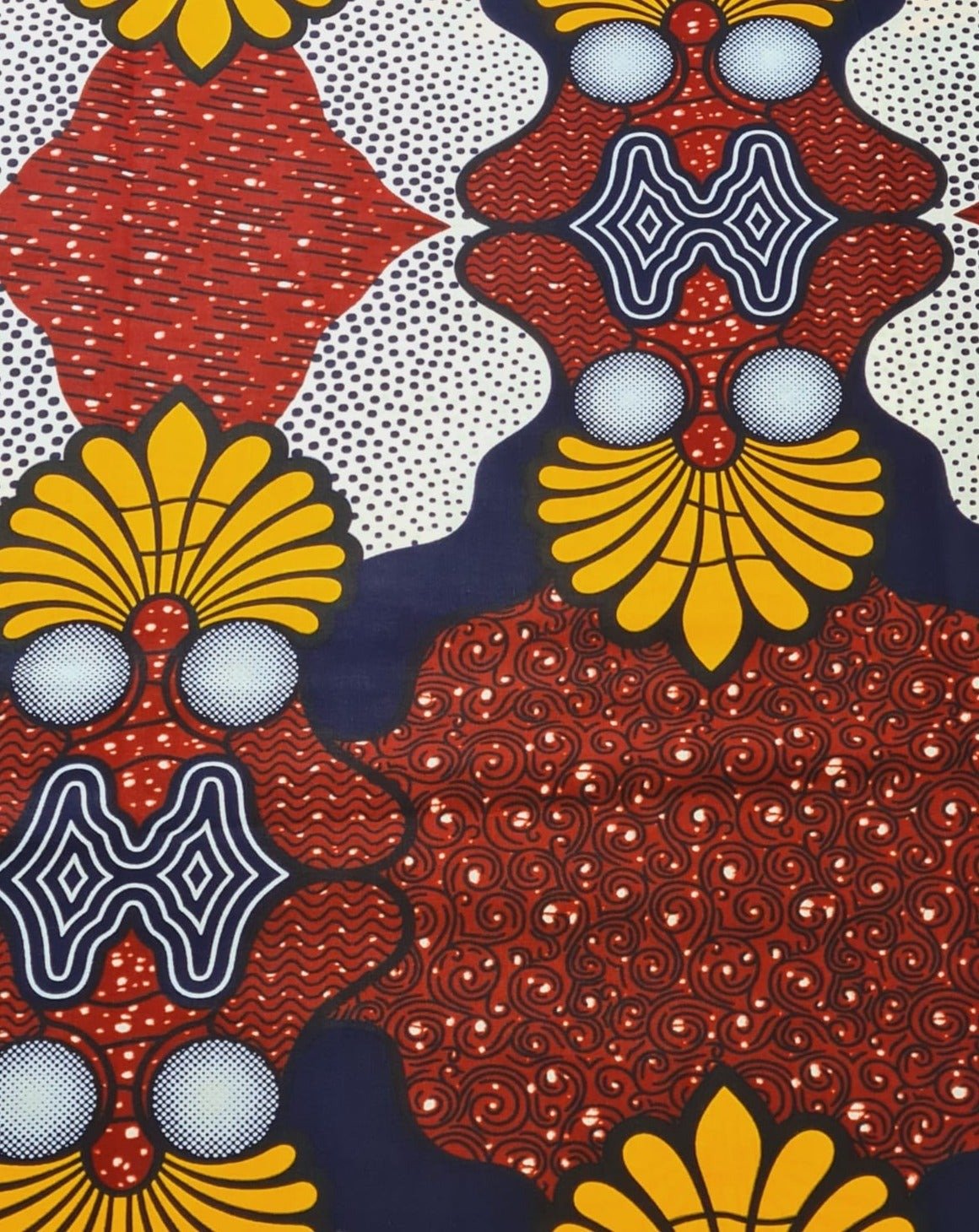 Brown, White & Blue Ankara Fabric - ak8076 - House of Prints