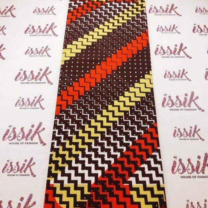 Brown, Yellow and Red Ankara Fabric - House of Prints