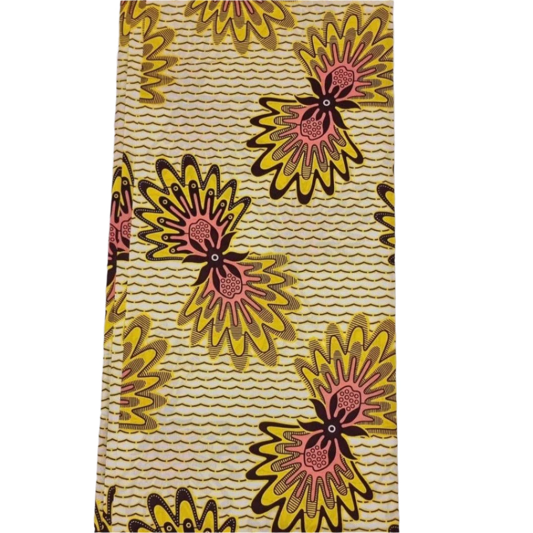 Cream, Yellow & Pink Ankara - ak17016 - House of Prints