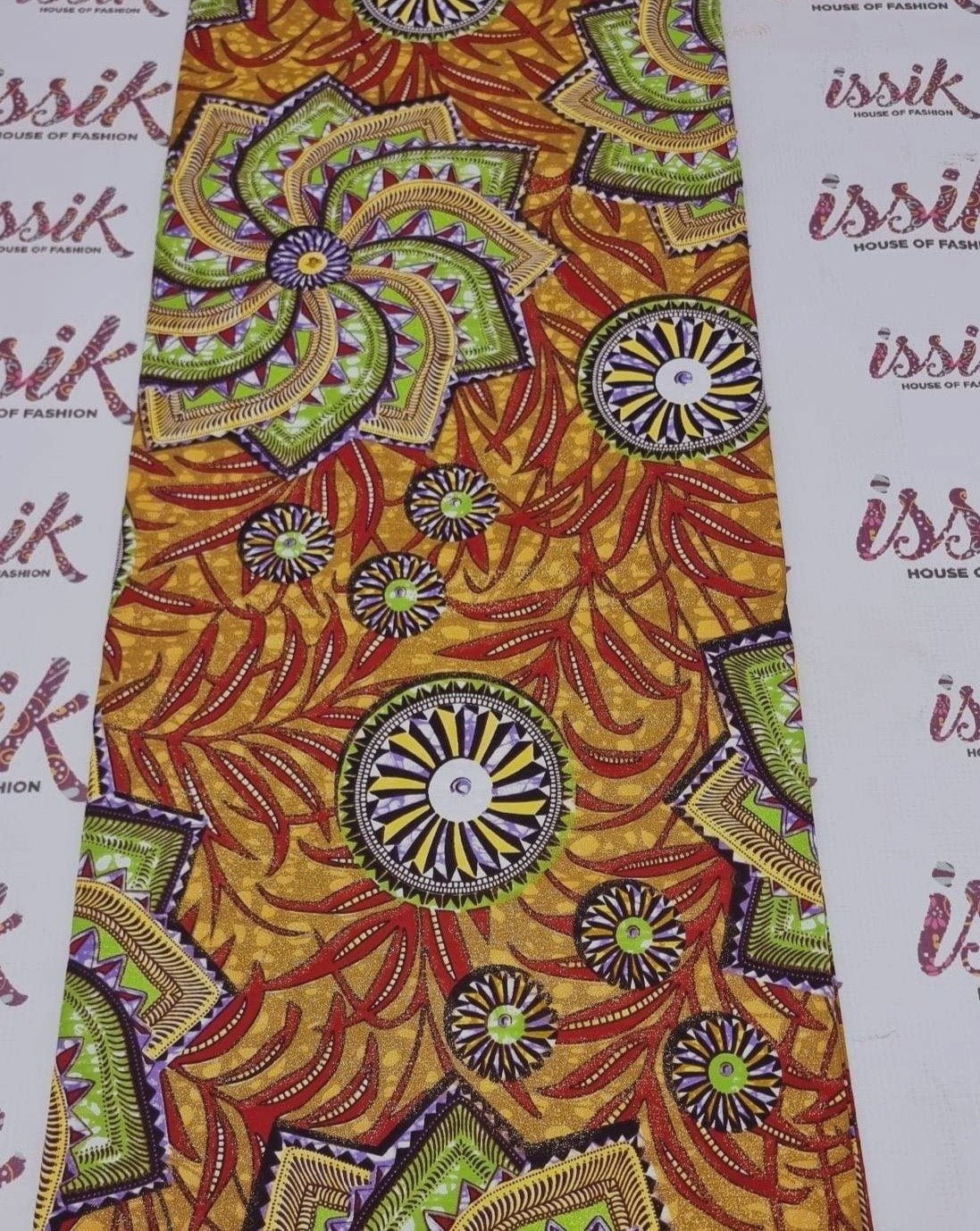 Gold & Green Embellished Gold Ankara - akgld027 - House of Prints