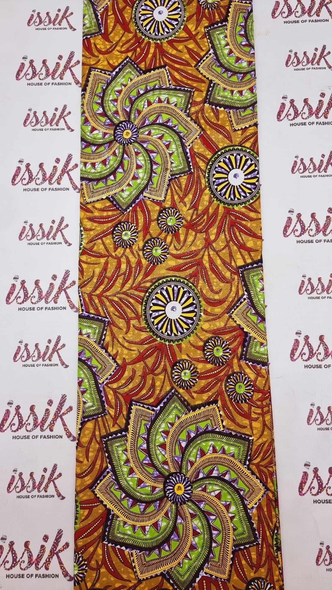 Gold & Green Embellished Gold Ankara - akgld027 - House of Prints