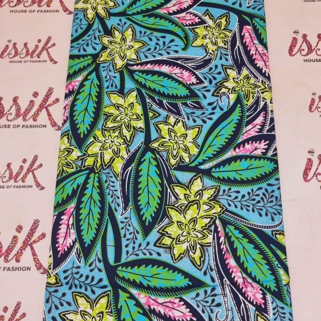 Green & Multi Embellished Gold Ankara - akgld035 - House of Prints