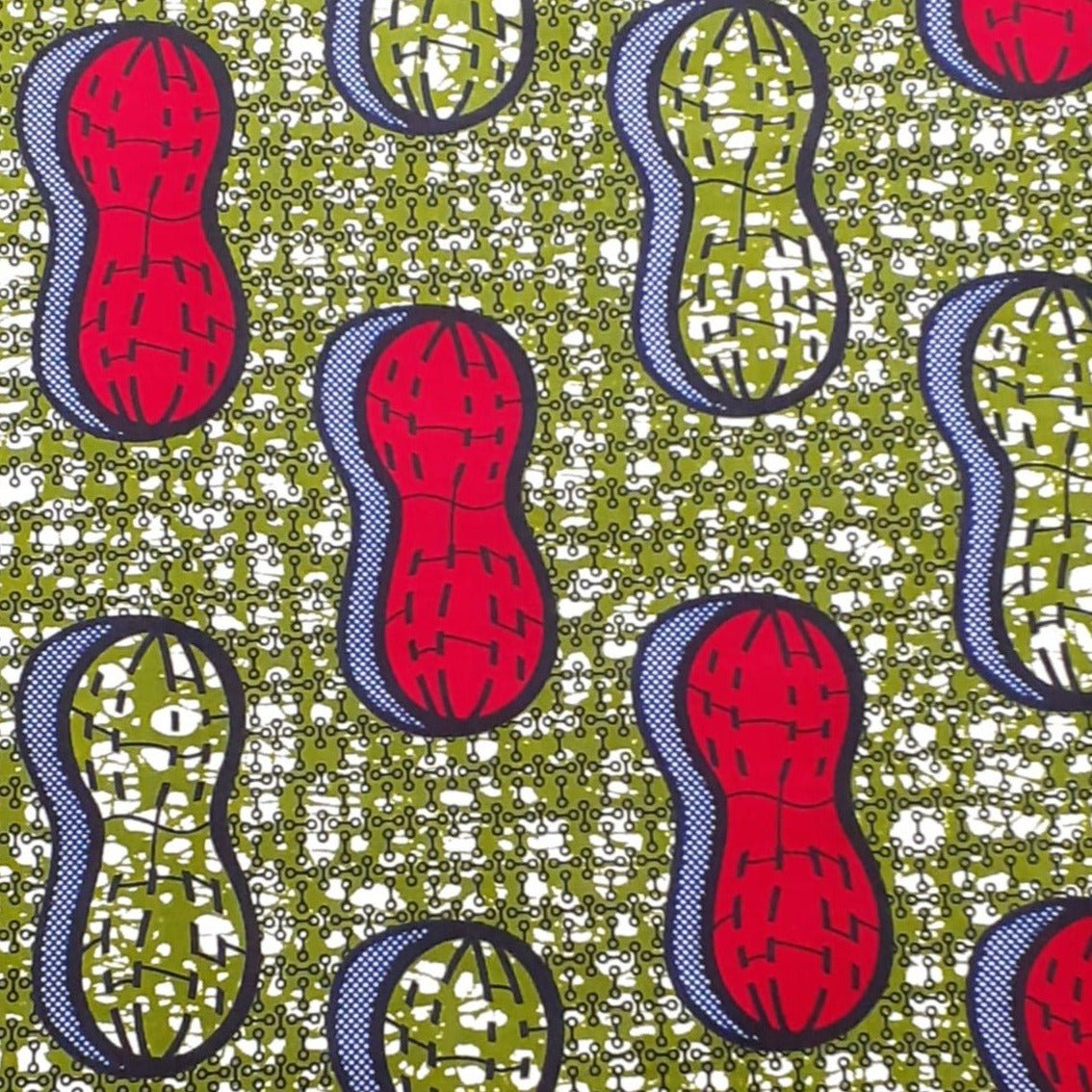 Green & Red Ankara Fabric - ak8074 - House of Prints