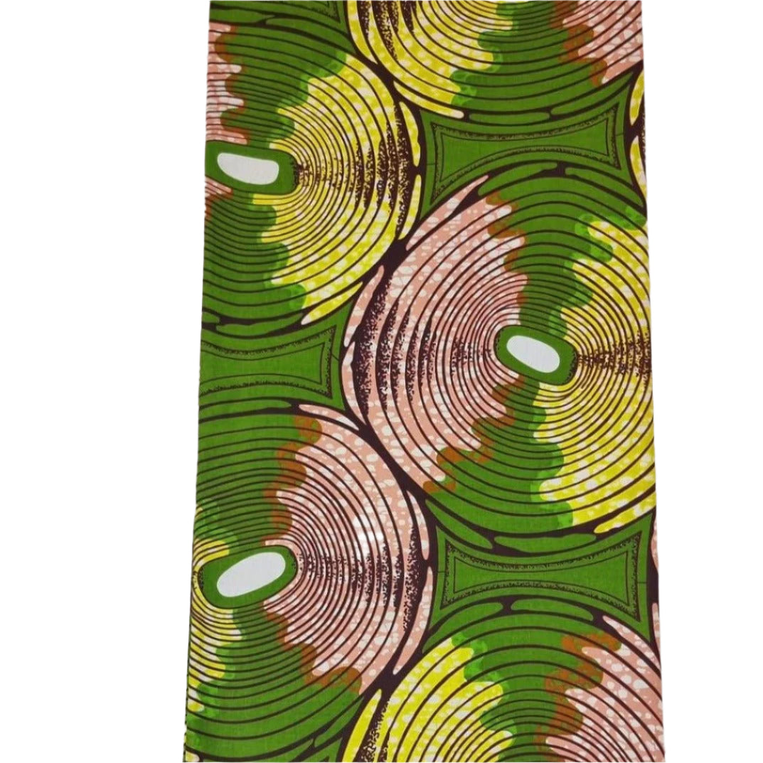 Green & Yellow African Print Fabric - ak6133 - House of Prints