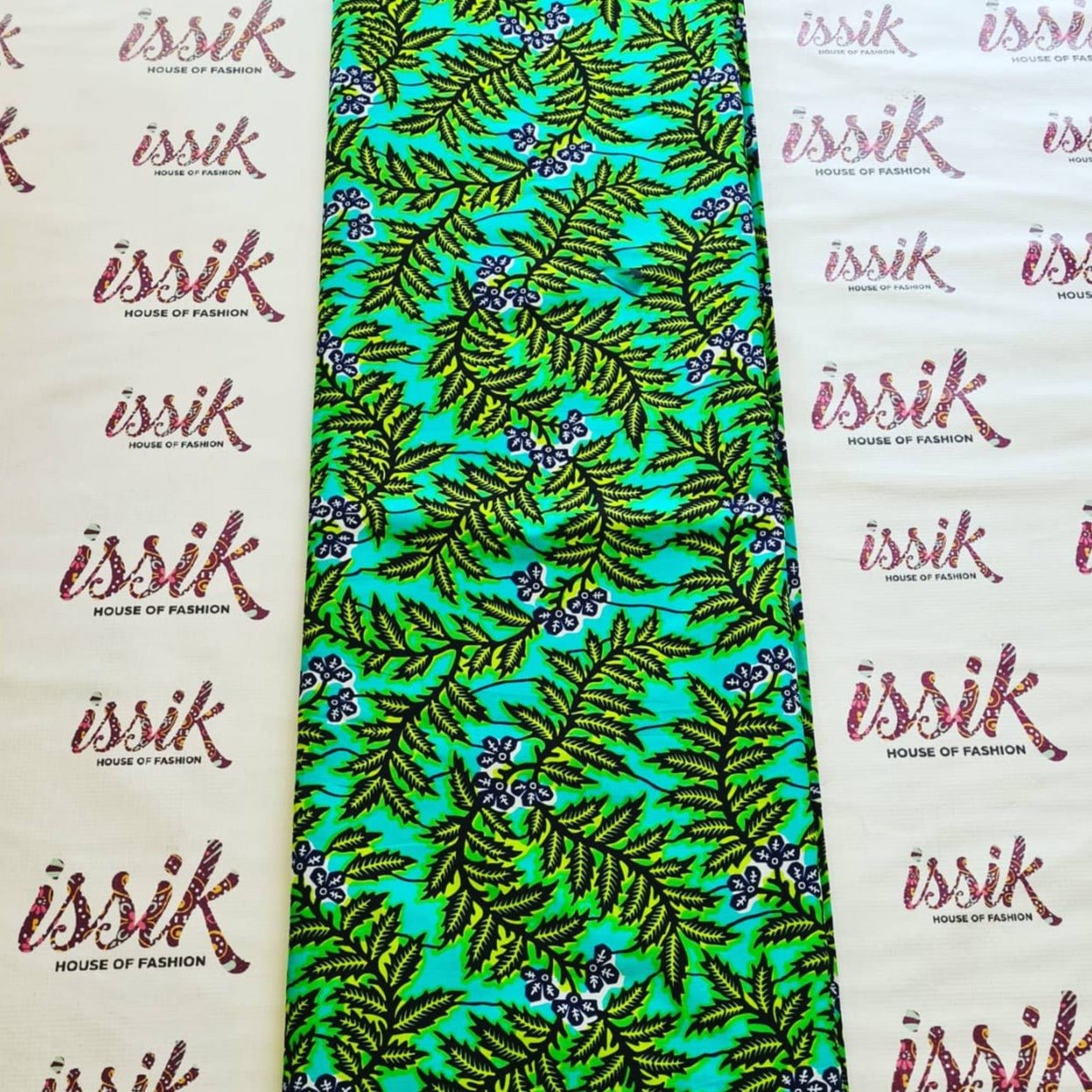 Green, Yellow & Black Leaf Print Ankara fabric - ak6106 - House of Prints
