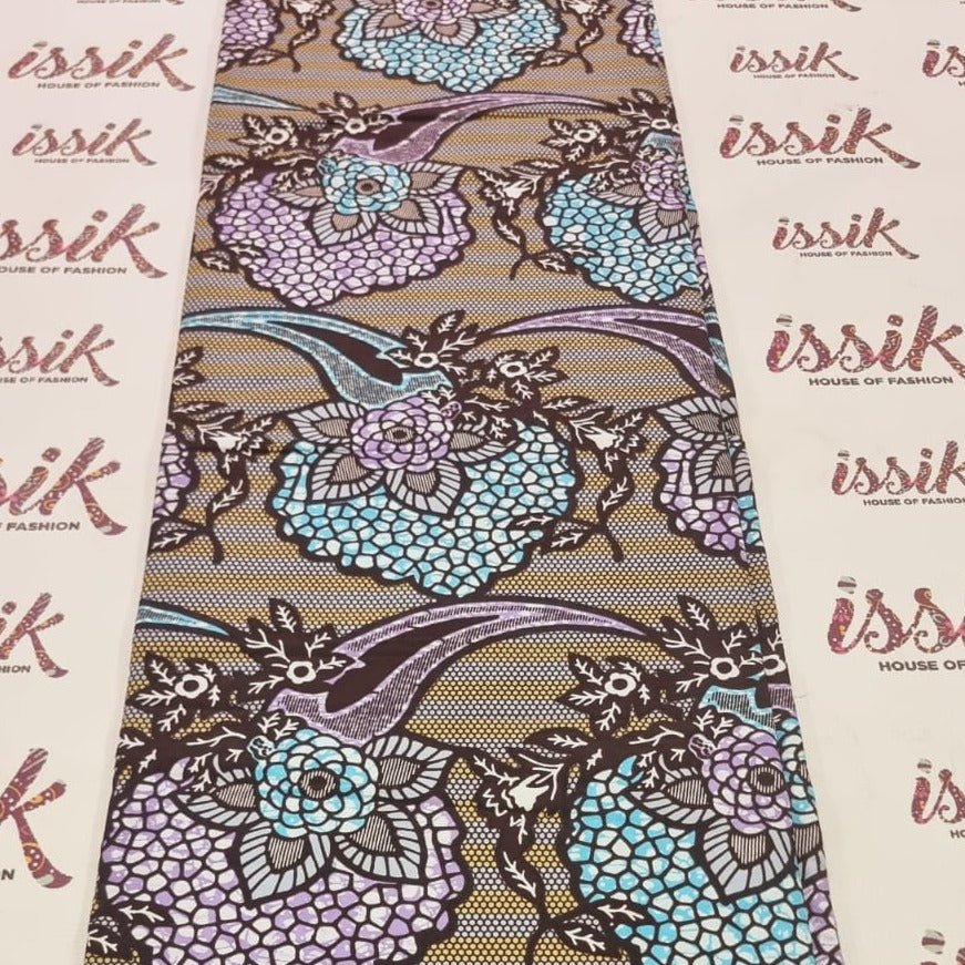 Grey, Lilac & Blue African Print Fabric - Ak5031 - House of Prints