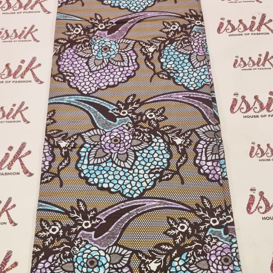 Grey, Lilac & Blue African Print Fabric - Ak5031 - House of Prints