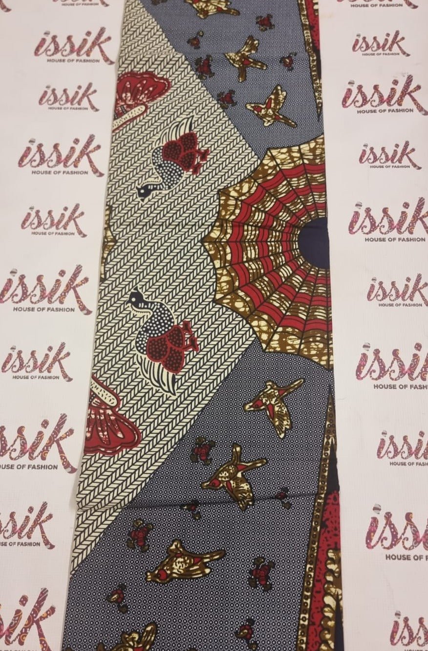 Grey & Red Ankara Fabric - ak5018 - House of Prints