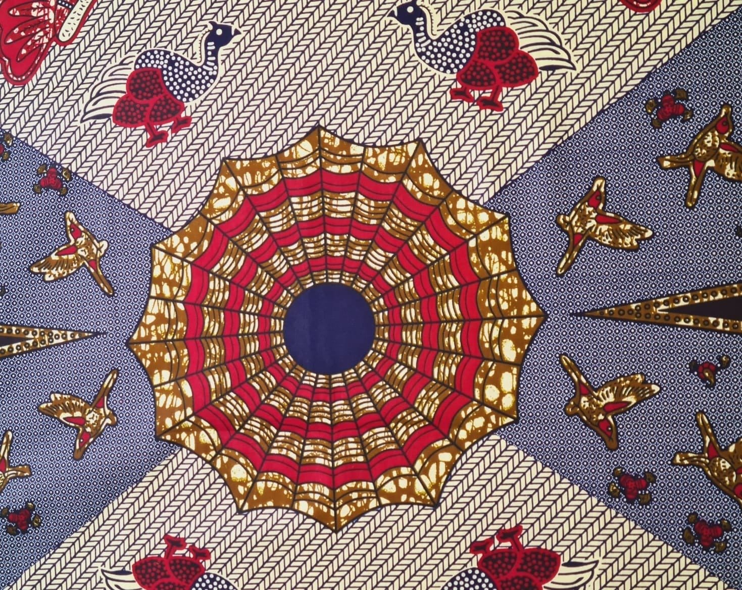 Grey & Red Ankara Fabric - ak5018 - House of Prints