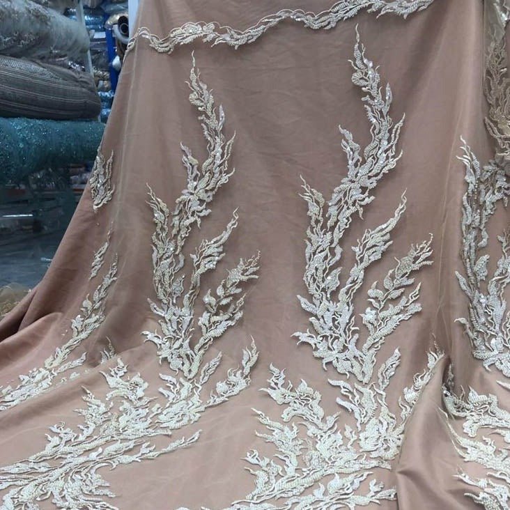 Ivory Floral Embroidery Bridal Lace - House of Prints