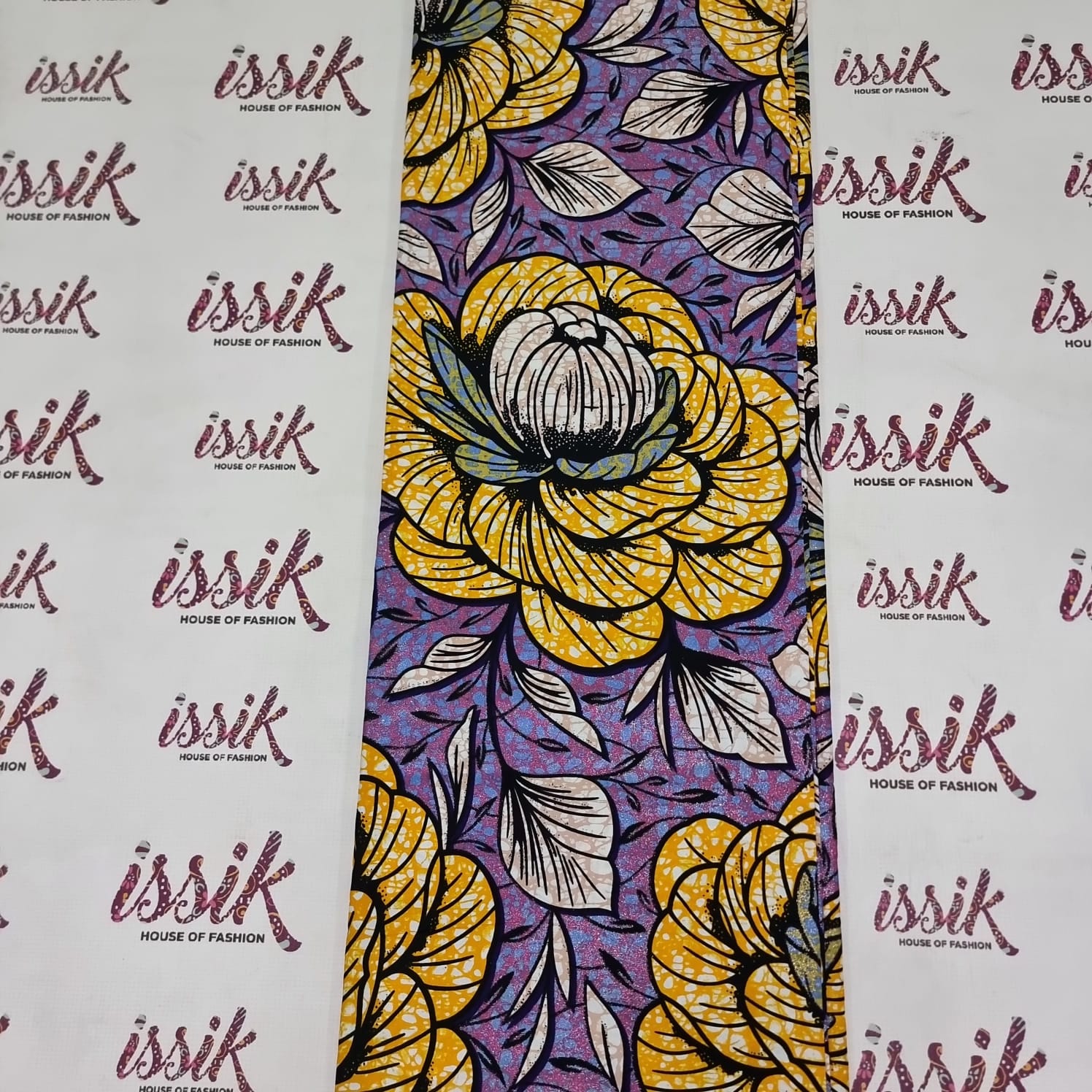 Lilac and Yellow Floral Embellished Gold African Print Fabric - House of Prints