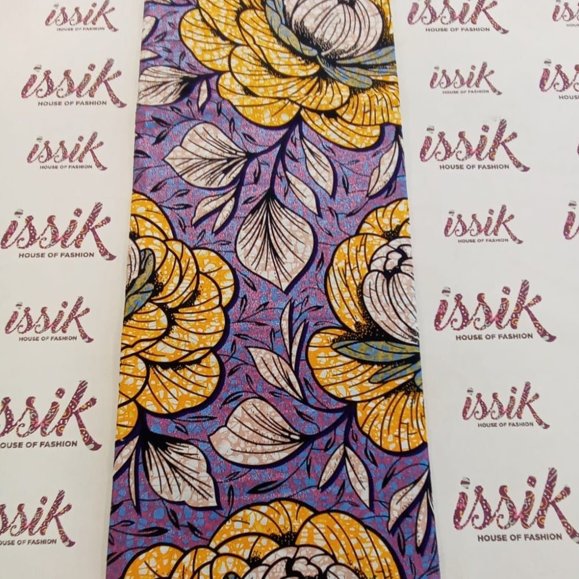 Lilac and Yellow Floral Embellished Gold African Print Fabric - House of Prints