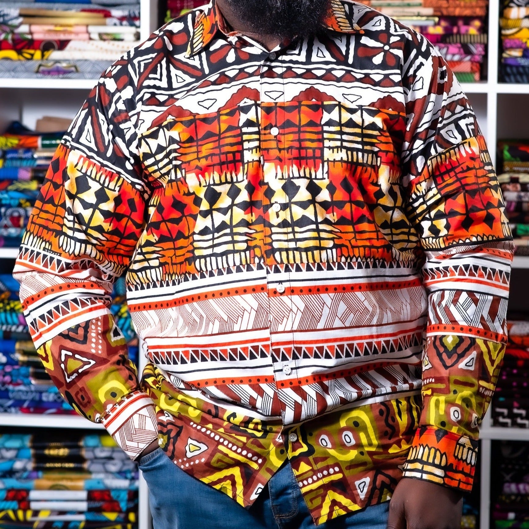 Men's African Print Shirt - mrtws007 - House of Prints